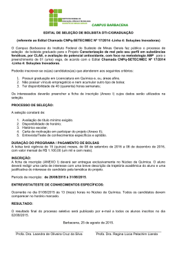CAMPUS BARBACENA EDITAL DE SELEÇÃO DE BOLSISTA DTI