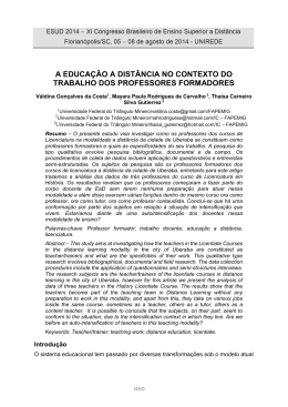 a educa&ccedil;&atilde;o a dist&acirc;ncia no contexto do trabalho dos