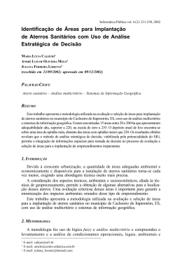 Identifica&ccedil;&atilde;o de &Aacute;reas para Implanta&ccedil;&atilde;o de Aterros