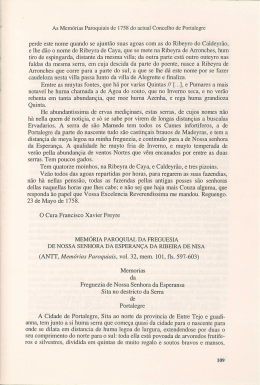 As Mem&oacute;rias Paroquiais de 1758 do actual Concelho de Portalegre