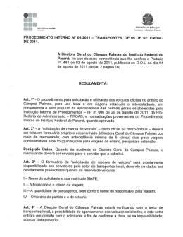 Procedimento Interno nº 01 - Câmpus Palmas
