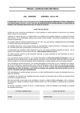 PROVA: LICENCIATURA EM F&Iacute;SICA