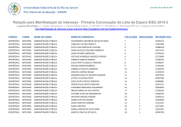 Primeira Convoca&ccedil;&atilde;o da Lista de Espera SiSU 2015-2