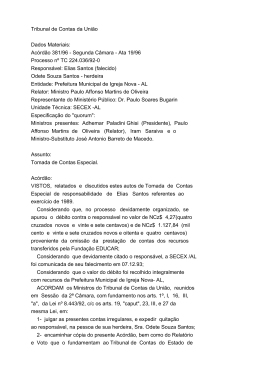 Tribunal de Contas da Uni&atilde;o Dados Materiais: Ac&oacute;rd&atilde;o 381/96