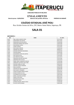 Ensalamento Col&eacute;gio Jos&eacute; Pioli MANH&Atilde;