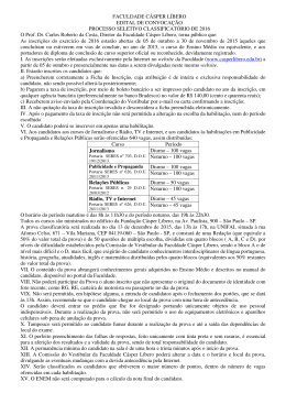 Edital do Processo Seletivo Classificatório