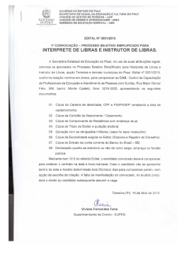 1&ordf; CONVOCA&Ccedil;&Atilde;O &ndash; PROCESSO SELETIVO