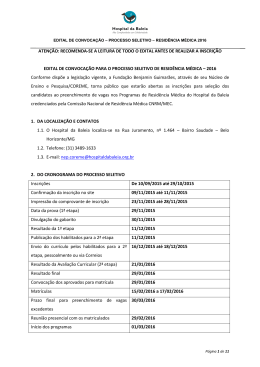Edital do Processo Seletivo de Resid&ecirc;ncia M&eacute;dica - 2016