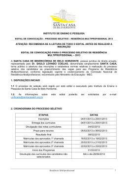 Edital de convoca&ccedil;&atilde;o - Processo Seletivo