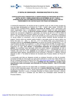 2º EDITAL DE CONVOCAÇÃO - PROCESSO SELETIVO Nº 01/2011