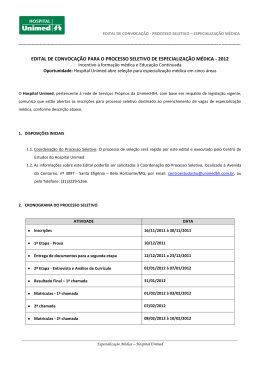 EDITAL DE CONVOCA&Ccedil;&Atilde;O PARA O PROCESSO - Unimed-BH