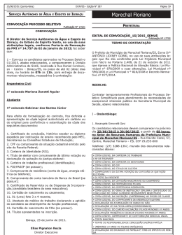 Processo Seletivo 01/2015 Convoca&ccedil;&atilde;o - SAAE