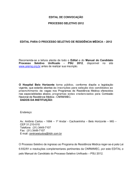 EDITAL DE CONVOCA&Ccedil;&Atilde;O PROCESSO SELETIVO