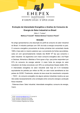 Evolu&ccedil;&atilde;o da Intensidade Energ&eacute;tica e Analise do Consumo