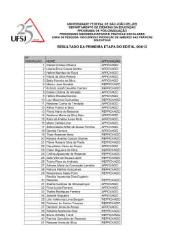 RESULTADO DA PRIMEIRA ETAPA DO EDITAL 004/12