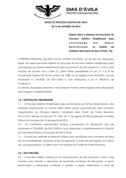 Abertura Edital - Prefeitura de Dias D`&Aacute;vila/BA - 2015