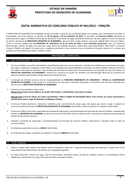Edital Normativo de Concurso P&uacute;blico N&ordm; 001/2015 - CPCON