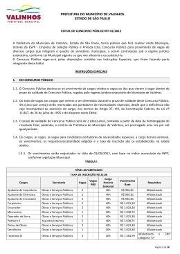Edital de Concurso P&uacute;blico N&ordm; 01/2012