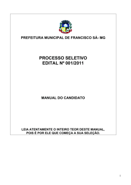 Edital Processo Seletivo Francisco Sá MG