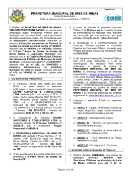Edital Concurso PM Imbé de Minas