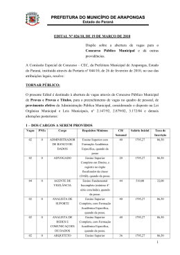 EDITAL DE CONCURSO P&Uacute;BLICO N&deg; 01/2010