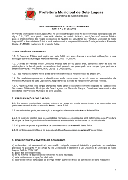 Edital Prefeitura Sete Lagoas - retificado em 29-02-2012