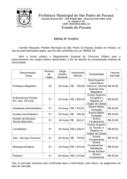 Edital - Prefeitura municipal de S&atilde;o Pedro do Paran&aacute;