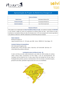 Informações do Projeto - Biotérmica Energia