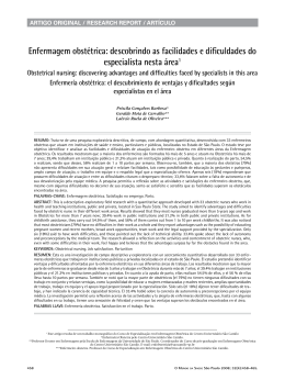 Enfermagem obst&eacute;trica: descobrindo as facilidades e