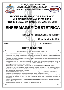 ENFERMAGEM OBST&Eacute;TRICA - Ceps - Universidade Federal do Par&aacute;