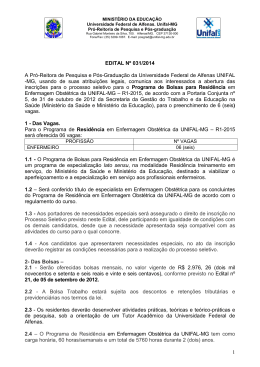1 EDITAL N&ordm; 031/2014 A Pr&oacute;-Reitora de Pesquisa e P&oacute;s - Unifal-MG