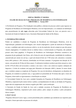 Edital de Sele&ccedil;&atilde;o - Universidade Federal do Acre