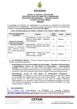 Edital Especializa&ccedil;&atilde;o T&eacute;cnica Manaus