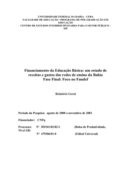 Financiamento da Educa&ccedil;&atilde;o B&aacute;sica - ISP