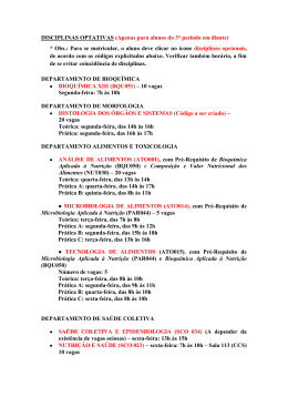 DISCIPLINAS OPTATIVAS (Apenas para alunos do 3