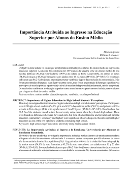 Import&acirc;ncia Atribu&iacute;da ao Ingresso na Educa&ccedil;&atilde;o Superior