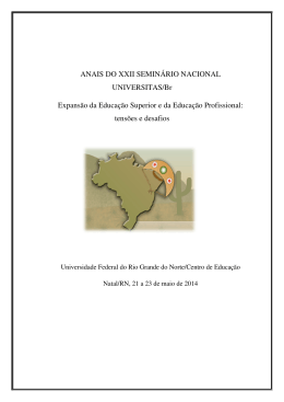 ANAIS DO XXII SEMINÁRIO NACIONAL - Universitas 2014