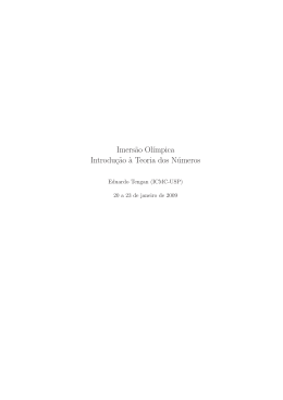 Imers˜ao Ol´ımpica Introduç˜ao `a Teoria dos Números