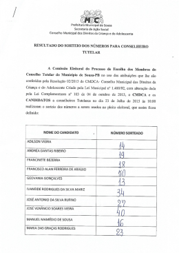 resultado do sorteio dos números para conselheiro
