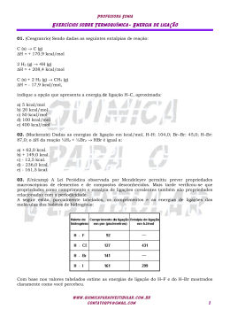 Exercícios sobre Termoquímica