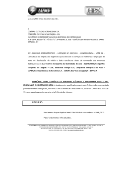 Recurso Consorcio LUME e HPX - Eletrobras Distribui&ccedil;&atilde;o Rond&ocirc;nia