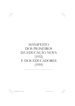 manifesto dos pioneiros da educação nova (1932