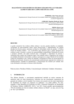 Diagn&oacute;stico dos Res&iacute;duos S&oacute;lidos gerados pelas unidades