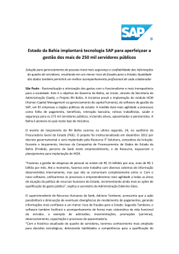 Estado da Bahia implantará tecnologia SAP
