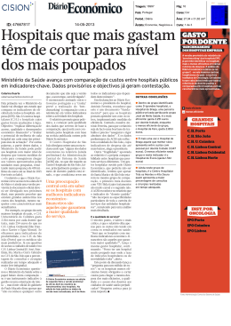 Hospitais que mais gastam t&ecirc;m de cortar para n&iacute;vel dos mais