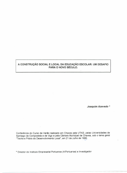 A CONSTRUÇÃO SOCIAL E LOCAL DA EDUCAÇÃO ESCOLAR