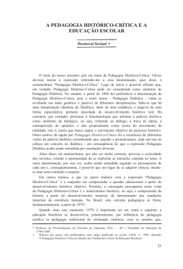 A pedagogia hist&oacute;rico-cr&iacute;tica e a educa&ccedil;&atilde;o escolar