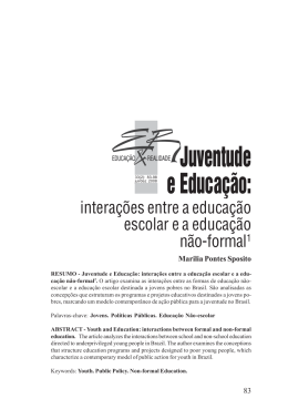 intera&ccedil;&otilde;es entre educa&ccedil;&atilde;o escolar e a educa&ccedil;&atilde;o n&atilde;o