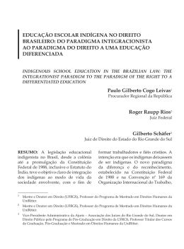 EDUCA&Ccedil;&Atilde;O ESCOLAR IND&Iacute;GENA NO DIREITO BRASILEIRO: DO