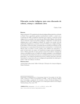 Educa&ccedil;&atilde;o escolar ind&iacute;gena: para uma discuss&atilde;o de cultura, crian&ccedil;a
